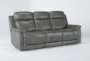 Serena Grey Leather 87" Power Reclining Sofa with Power Headrest, Lumbar & USB - Side