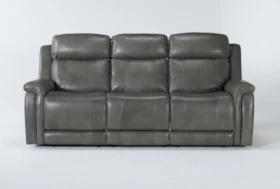 Serena Grey 87" Power Reclining Sofa With Power Headrest And Lumbar