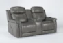 Serena Grey Power Reclining 77" Console Loveseat With Power Headrest, Heat And Massage - Side