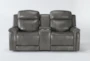 Serena Grey Power Reclining 77" Console Loveseat With Power Headrest, Heat And Massage - Signature