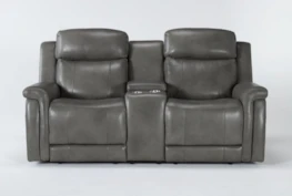 Serena Grey Power Reclining 77" Console Loveseat With Power Headrest And Lumbar