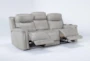 Serena Taupe Leather 87" Power Reclining Sofa with Power Headrest, Lumbar, USB, Heat & Massage - Recline