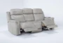 Serena Taupe Leather 87" Power Reclining Sofa with Power Headrest, Lumbar, USB, Heat & Massage - Side