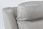 Serena Taupe Leather 87" Power Reclining Sofa with Power Headrest, Lumbar, USB, Heat & Massage - Storage
