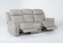 Serena Taupe Leather 87" Power Reclining Sofa with Power Headrest, Lumbar & USB - Side