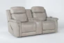Serena Taupe Power Reclining 77" Console Loveseat With Power Headrest, Heat & Massage - Side