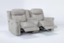 Serena Taupe Leather 77" Power Reclining Storage Console Loveseat with Power Headrest, Lumbar & USB - Recline