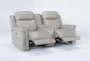 Serena Taupe Power Reclining 77" Console Loveseat With Power Headrest & Lumbar - Side