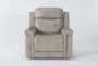 Serena Taupe Leather Power Recliner with Power Headrest, Heat & Massage - Signature