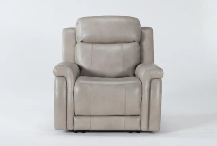 Serena Taupe Leather Power Recliner with Power Headrest, Lumbar & USB