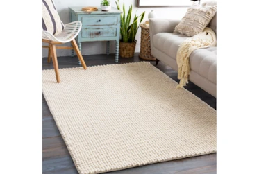 5'x7'5" Rug-Polyester And Wool Woven Cream
