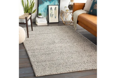 5'x7'5" Rug-Polyester And Wool Woven Charcoal/Ivory