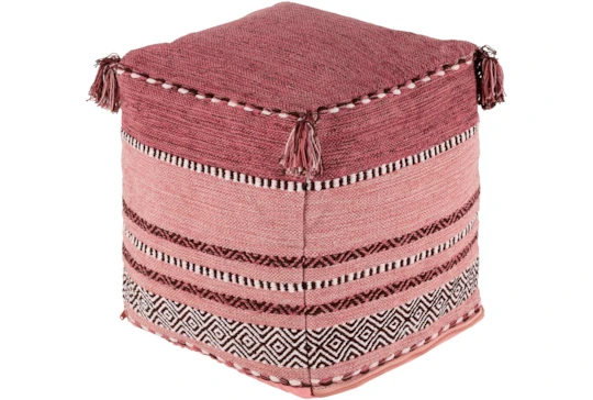 Pouf-Youth Pink And Blush Tassled