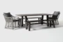 Panama 85" Outdoor Rectangle Dining Table With 2 Benches &  Koro Chairs Set For 6 - Side