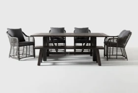 Panama Outdoor 6 Piece Rectangle Dining Set With Koro Chairs