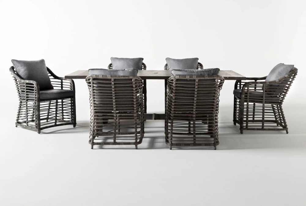 Panama 85" Outdoor Rectangle Dining Table With Koro Chairs Set For 6