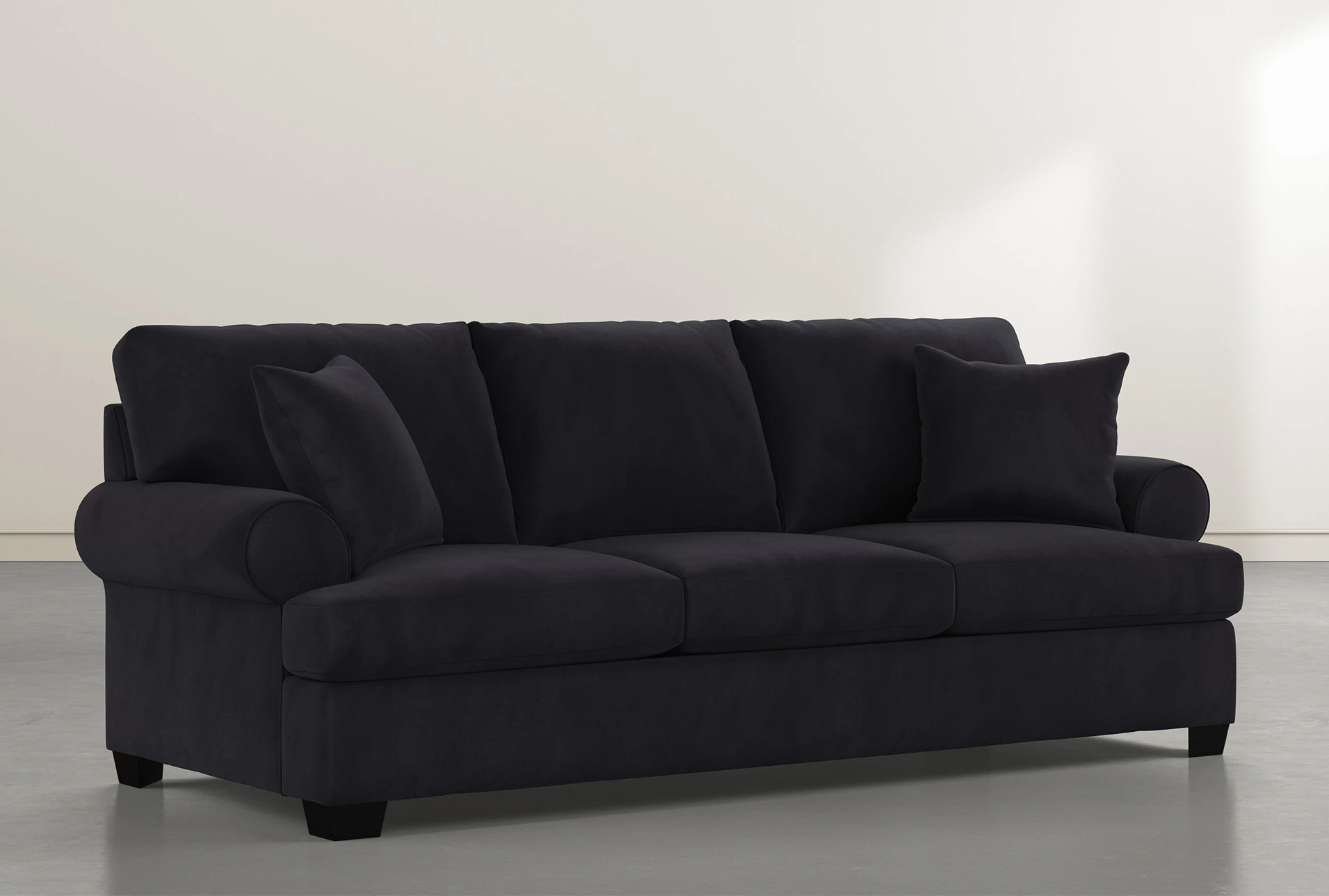 Brody 93" Dark Grey Velvet Sofa | Living Spaces