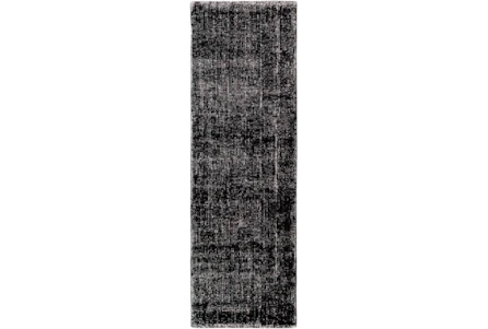 2'5"x8' Rug-Solid With White Striation Black/White