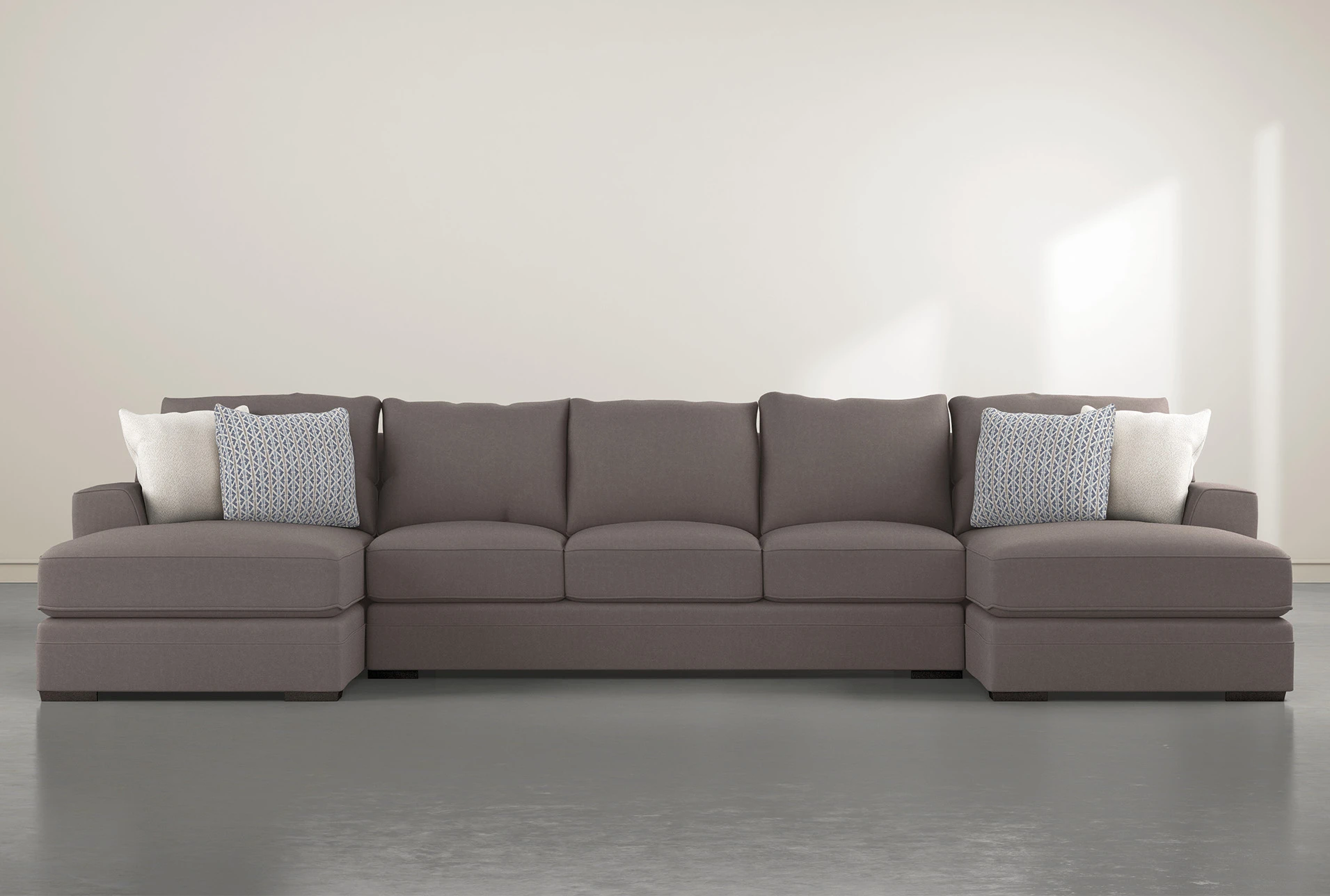 Delano Charcoal 3 Pc Sectional With Double Chaise Living Spaces