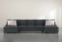 Sierra Down III Chenille Modular 3 Piece 156" Sectional With Double Chaise - Front