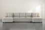Sierra Foam IV  Chenille Modular 3 Piece 156" Sectional With Double Chaise - Signature