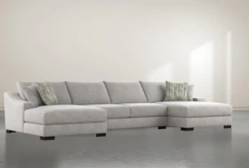 Lodge Fog 3 Piece 182" Sectional With Double Chaise