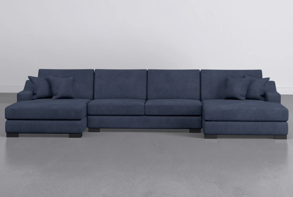 Lodge Indigo 3 Piece 182" Sectional With Double Chaise