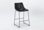 Cobbler Black Faux Leather 26" Counter Stool With Back - Side
