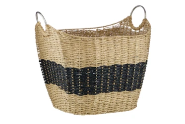 Large Seagrass Basket With Black Stripe