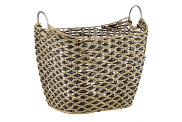 Large Black And Seagrass Diamond Basket