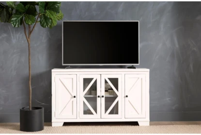 Sinclair II White 54" Rustic TV Stand With Glass Doors - Room