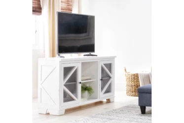Sinclair II White 68 Inch TV Stand With Glass Doors