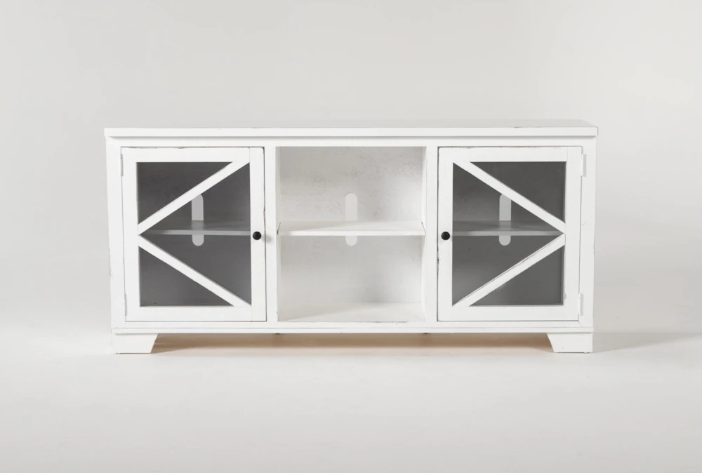 Sinclair II White 68 Inch TVStand With Glass Doors