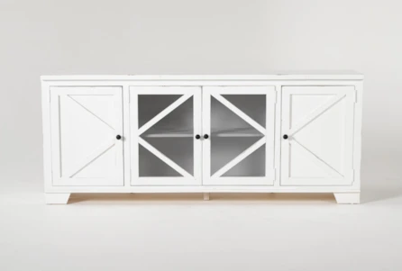 Sinclair II White 78 Inch TV Stand With Glass Doors