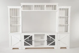 Sinclair II White 116" 4 Piece Entertainment Center With Glass Doors