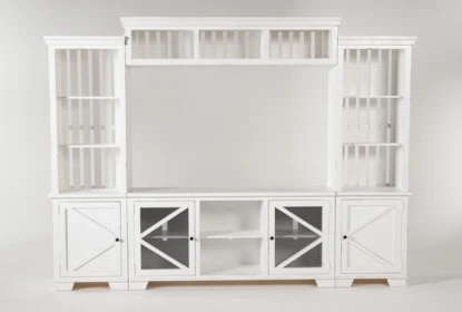 Sinclair Ii White 116 4 Piece, Entertainment Center With Shelves And Doors