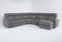 Huntley Stone 6 Piece 117" Power Reclining Modular Sectional With Right Arm Facing Chaise With USB - Signature