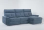 Pippa Blue 3 Piece 111" Modular Sectional With Right Arm Facing Chaise & Power Headrest - Side