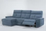 Pippa Blue 3 Piece 111" Sectional With Left Arm Facing Chaise & Power Headrest - Recline