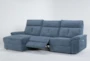 Pippa Blue 3 Piece 111" Sectional With Armless Recliner, Left Arm Facing Chaise & Power Headrest - Recline