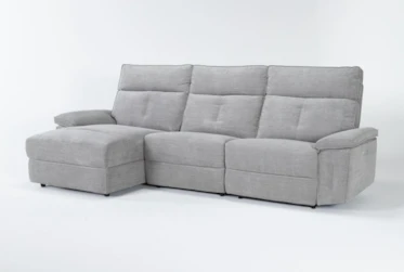 Pippa Grey 3 Piece 111" Modular Sectional With Left Arm Facing Chaise & Power Headrest