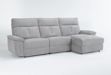 Pippa Grey 3 Piece 111" Modular Sectional With Armless Recliner, Right Arm Facing Chaise & Power Headrest