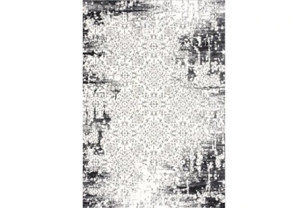 7'8"x10'5" Rug-Distressed Traditional Damask Charcoal