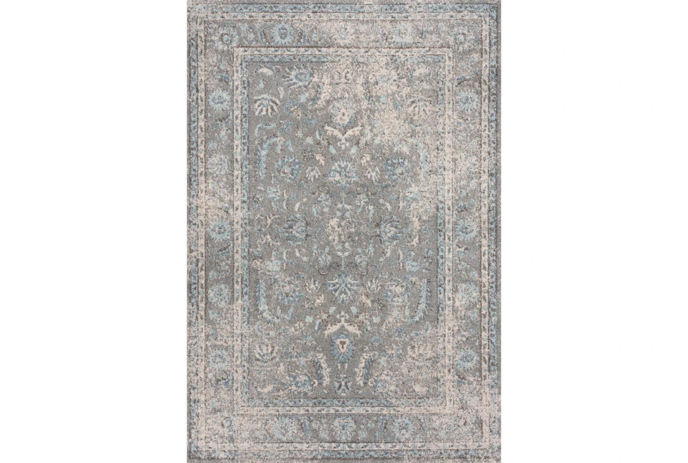 5'3"x7'5" Rug-Traditional Leaves Light Blue/Grey