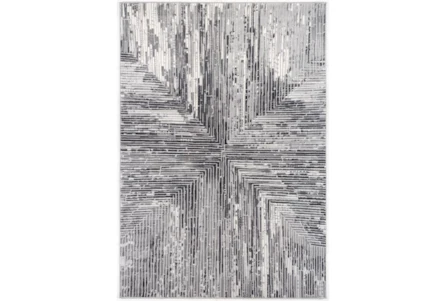 7'8"x10'5" Rug-Mitered Lines Charcoal/Grey