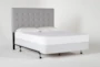 Baxton Queen Grey Upholstered Headboard With Metal Bed Frame - Side