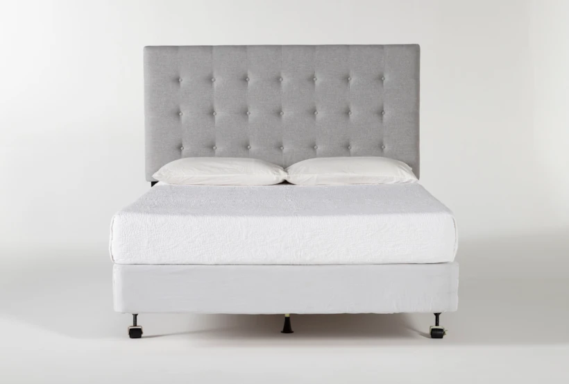Baxton Queen Grey Upholstered Headboard With Metal Bed Frame - 360