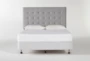 Baxton Queen Grey Upholstered Headboard With Metal Bed Frame - Signature