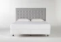 Baxton California King Grey Upholstered Headboard With Metal Bed Frame - Signature