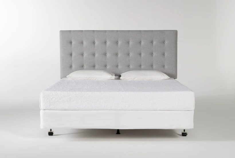Baxton King Grey Upholstered Headboard With Metal Bed Frame - 360